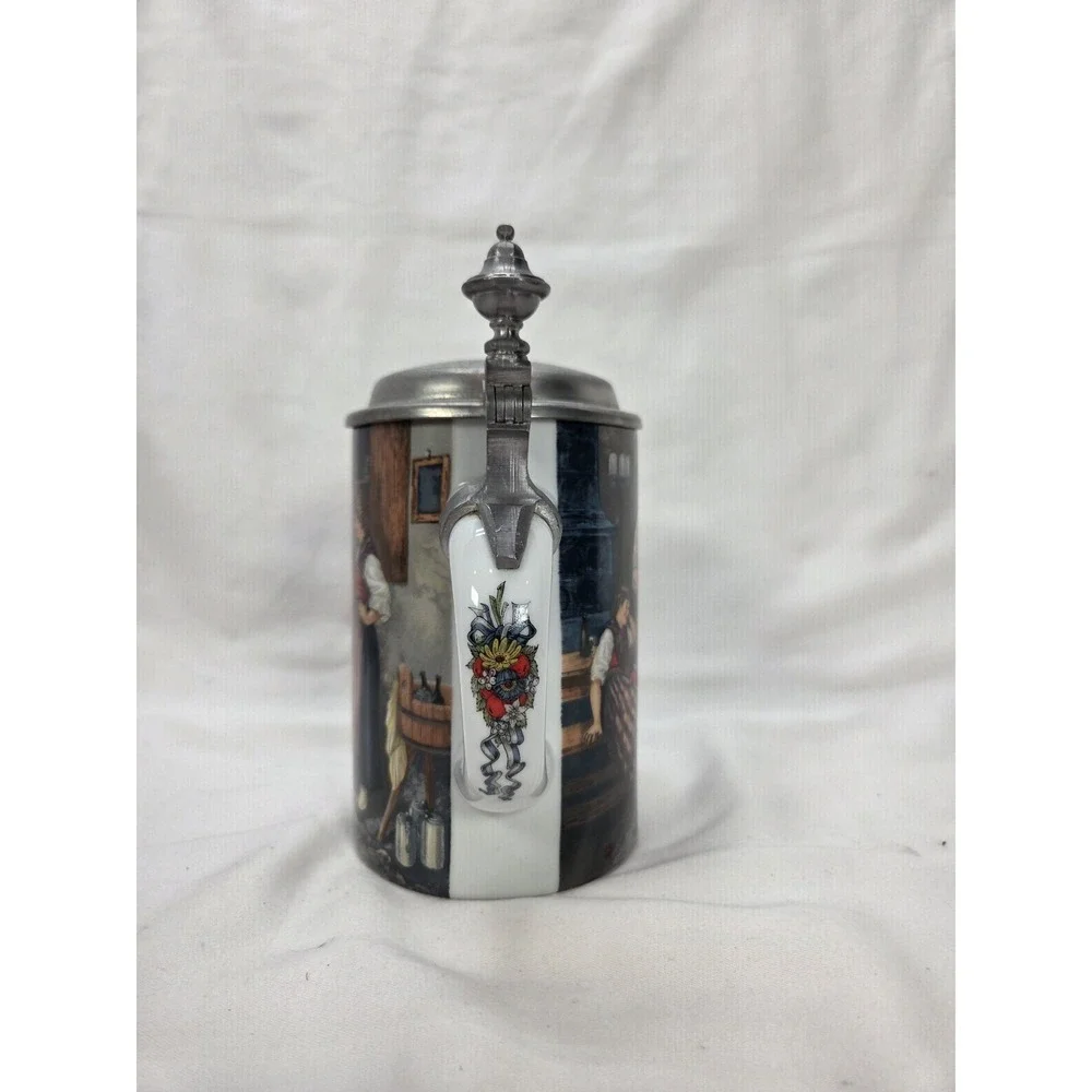 VTG Schrobenhausen German Lidded Stein Breweriana Decorative Artwork Pewter‎ Lid